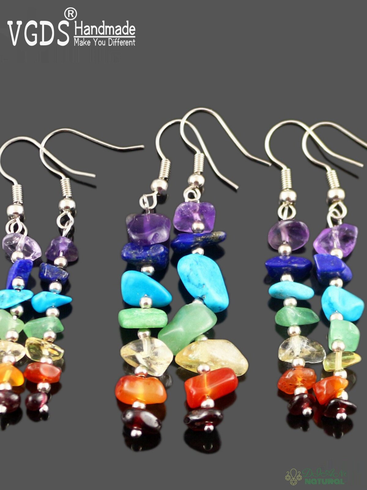 핸드메이드 7종 자갈 롱 이어링과 이어후크