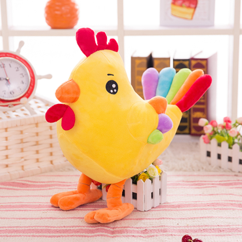 可爱卡通五彩鸡公仔毛绒玩具公鸡母鸡小鸡布偶娃娃儿童生日礼物女