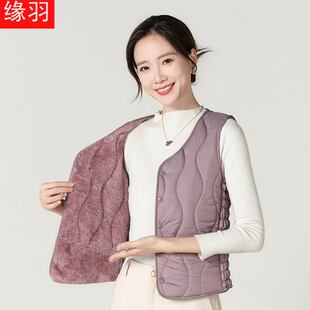 2025新款秋冬羽绒棉马甲女加绒保暖内胆背心短款v领修身百搭坎肩