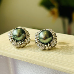 国内精工S925纯银厚银锆石耳钉耳饰可配9-10mm珠子时尚爆闪