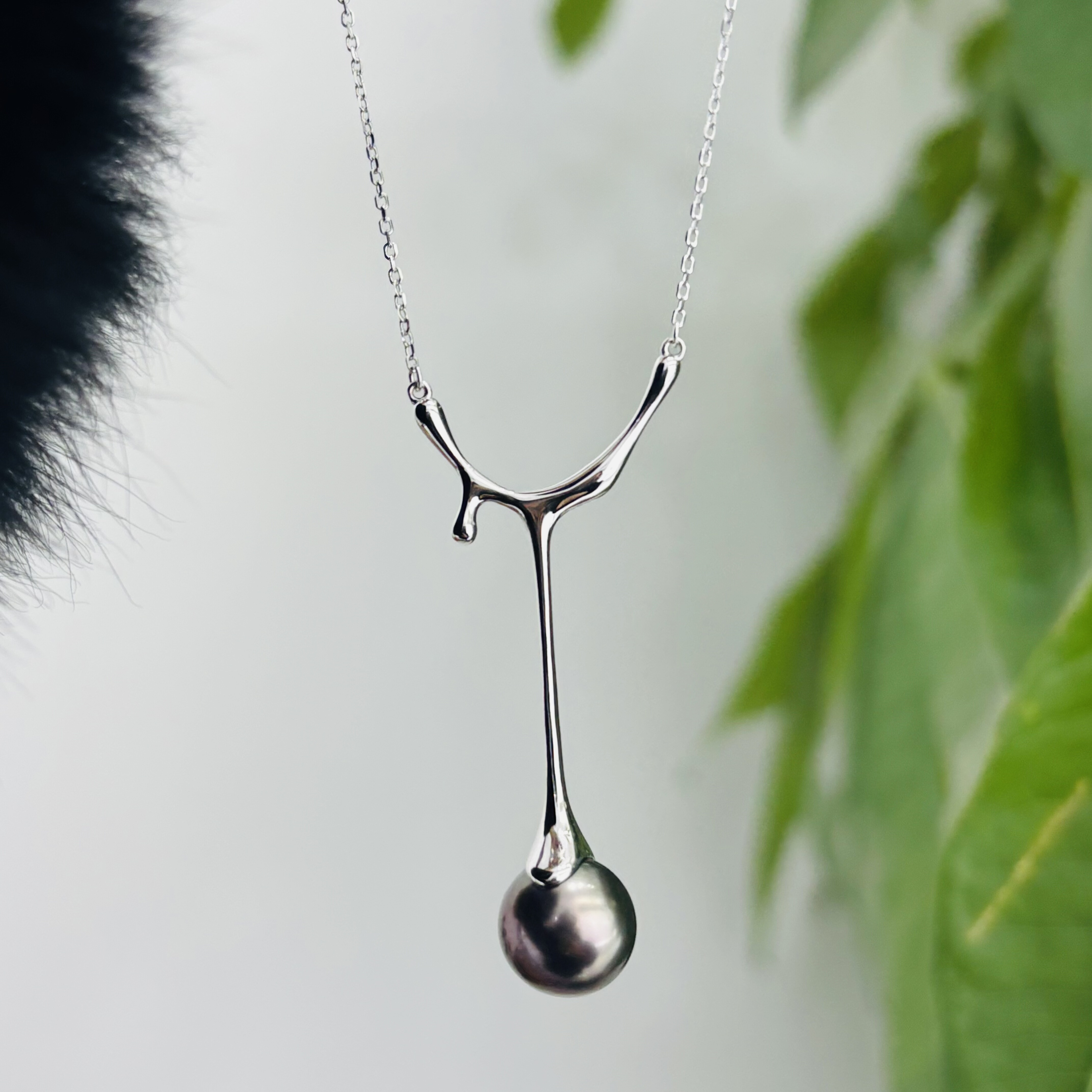 精工纯银水滴套链diy珍珠配件可配10-11-12mm珍珠45cm