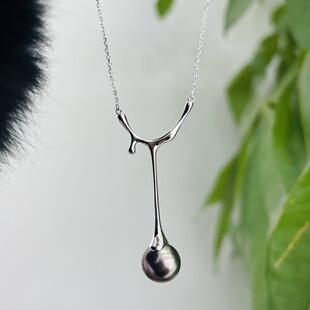 精工纯银水滴套链diy珍珠配件可配10 12mm珍珠45cm