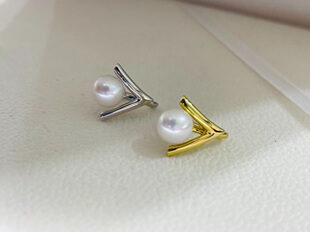 国内精工T家S925纯银V耳夹空托耳骨夹配件图配6-7-8mm以内