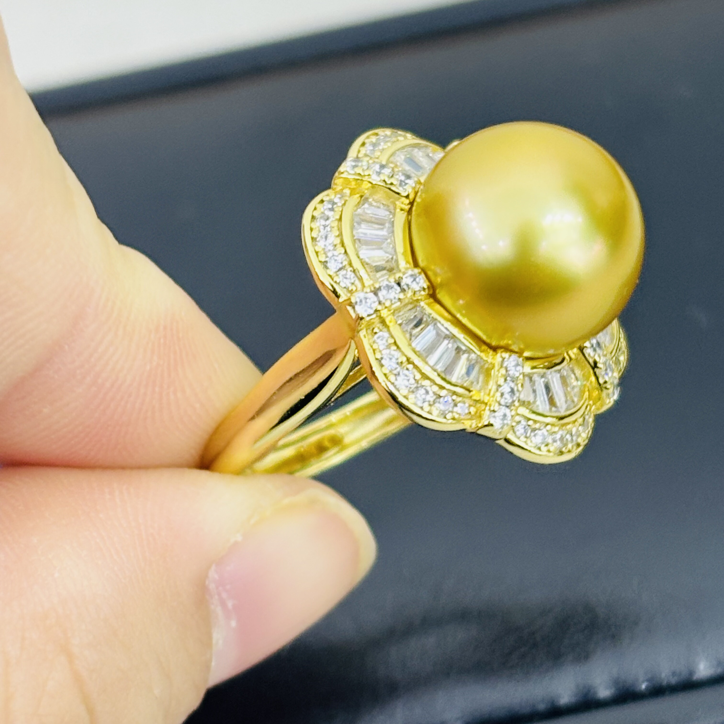 纯银精工S925diy戒指花卉配件可配11-12mm珍珠