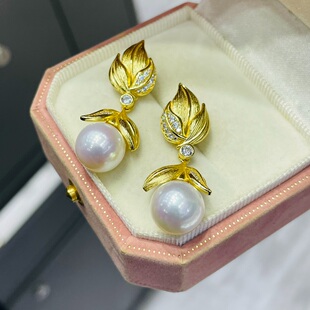 国内精工S925纯银复古花朵空托配件耳钉可配10-11mm或巴洛克