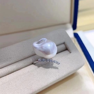 国内精工S925纯银锆石戒指空托配件可配8-10mm或巴洛克珍珠