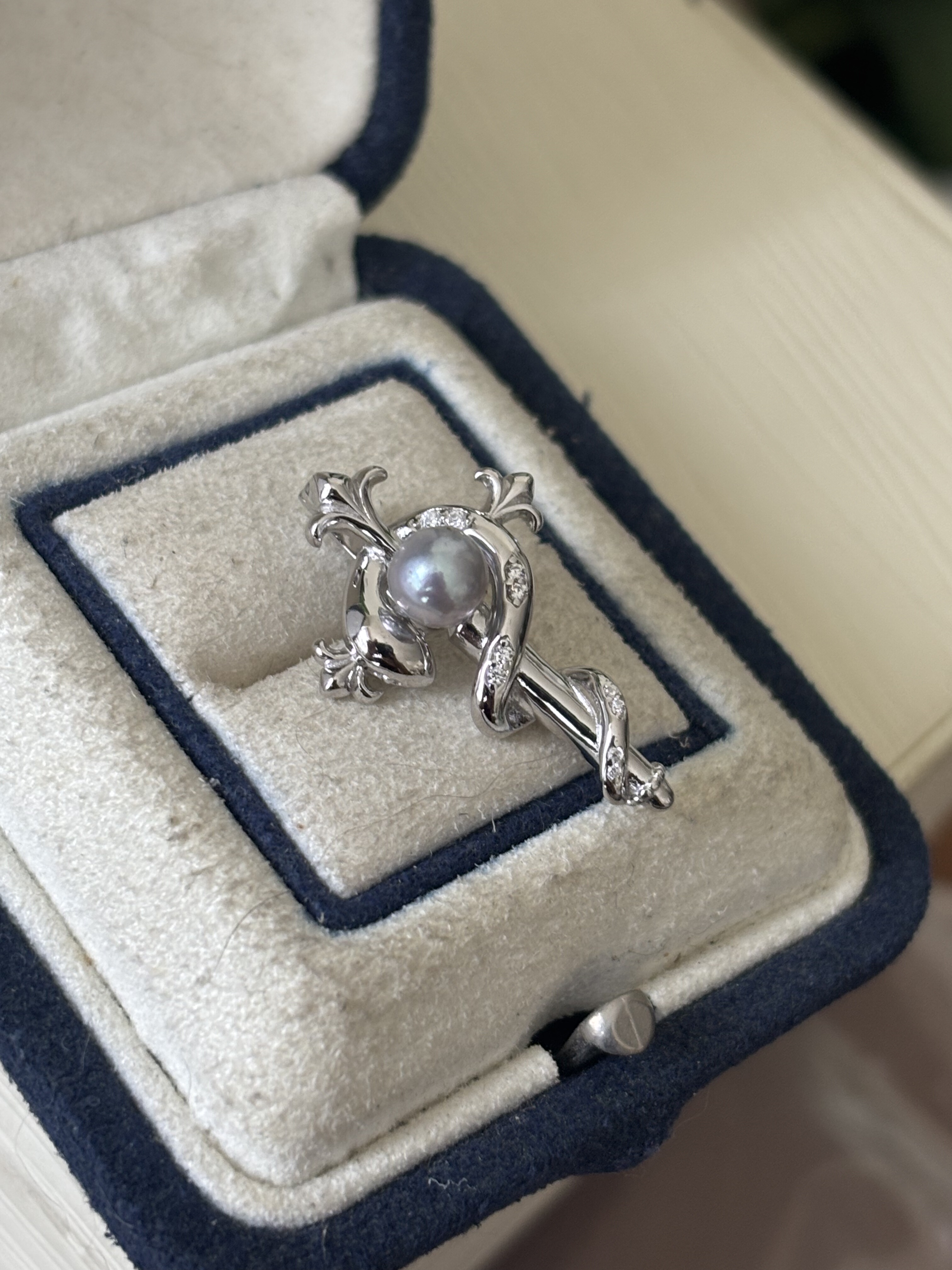 蛇十字架万能扣吊坠S925纯银配件可配5-6mm珍珠