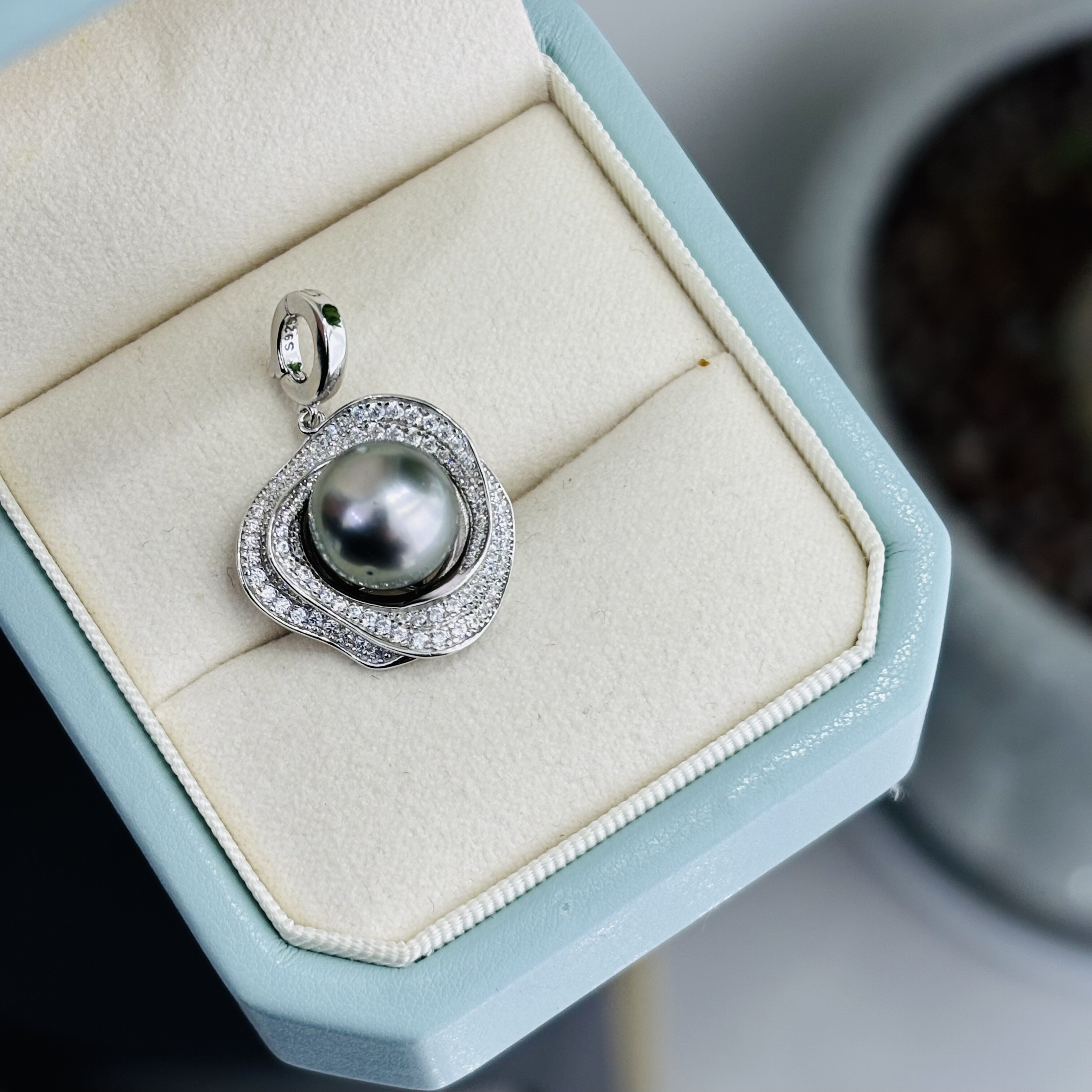 玫瑰花纯银精工S925万能扣吊坠diy配件可配10-11mm珍珠