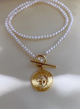 国内精工纯银S925美杜莎女王古币吊坠空托配件OT扣可配3-5mm