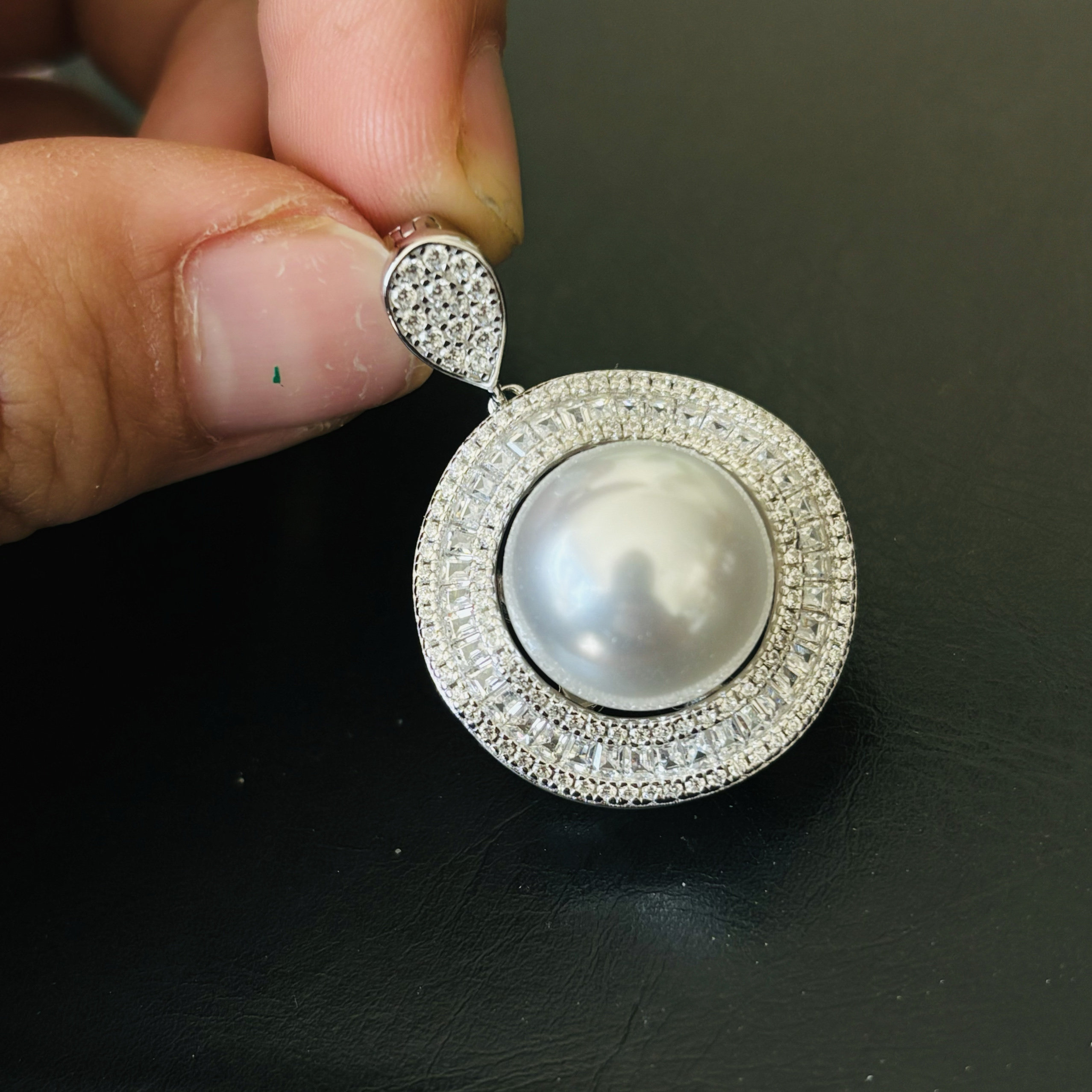 精工S925纯银吊坠冰糖锆石空托配件可配13-14-15mm圆珠diy万能扣