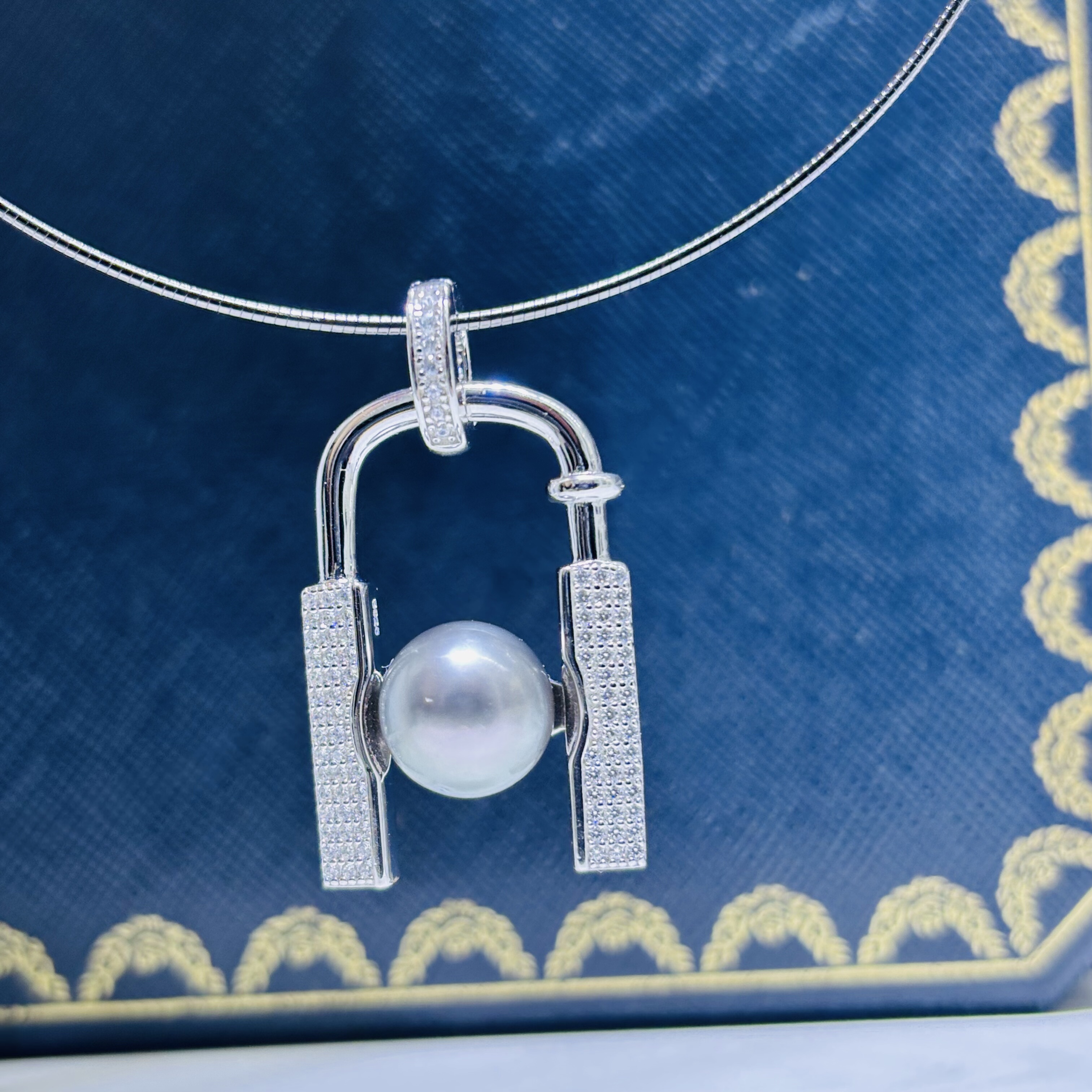 精工纯银马蹄个性万能扣可配10-11mm珍珠吊坠diy配件