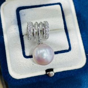 国内精工纯银s925弹簧可穿珍珠baby项链吊坠空托配件可配9mm以上