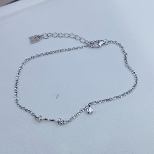 国内精工S925纯银M家同款锆石珍珠手链空托配件可配6-7-8mm