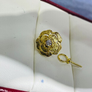 国内精工纯银S925山茶花吊坠万能扣空托配件可配10mm以上