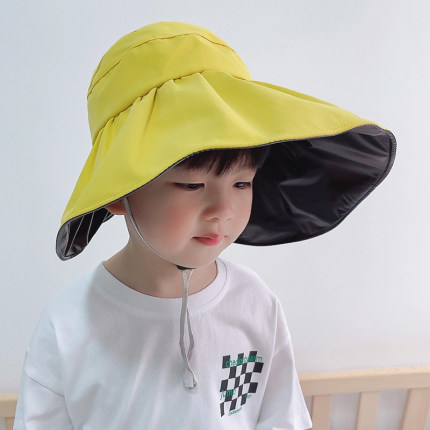 黑胶儿童防晒帽大帽檐夏季男童防紫外线男女孩太阳帽空顶遮阳帽子
