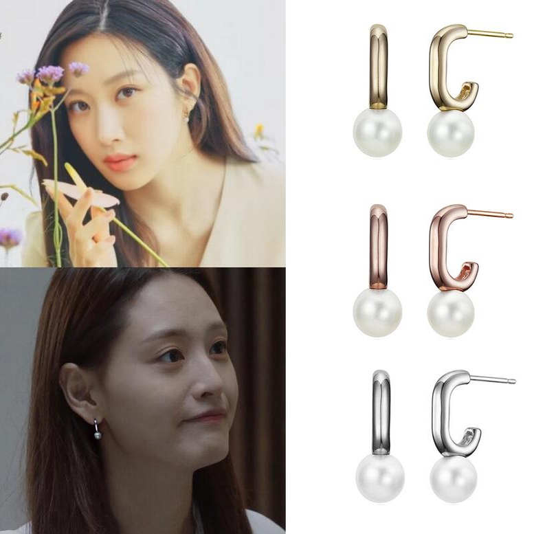 直邮~韩国代购HAESOO.L正品 金栽经 文佳英同款925银珍珠耳环耳饰