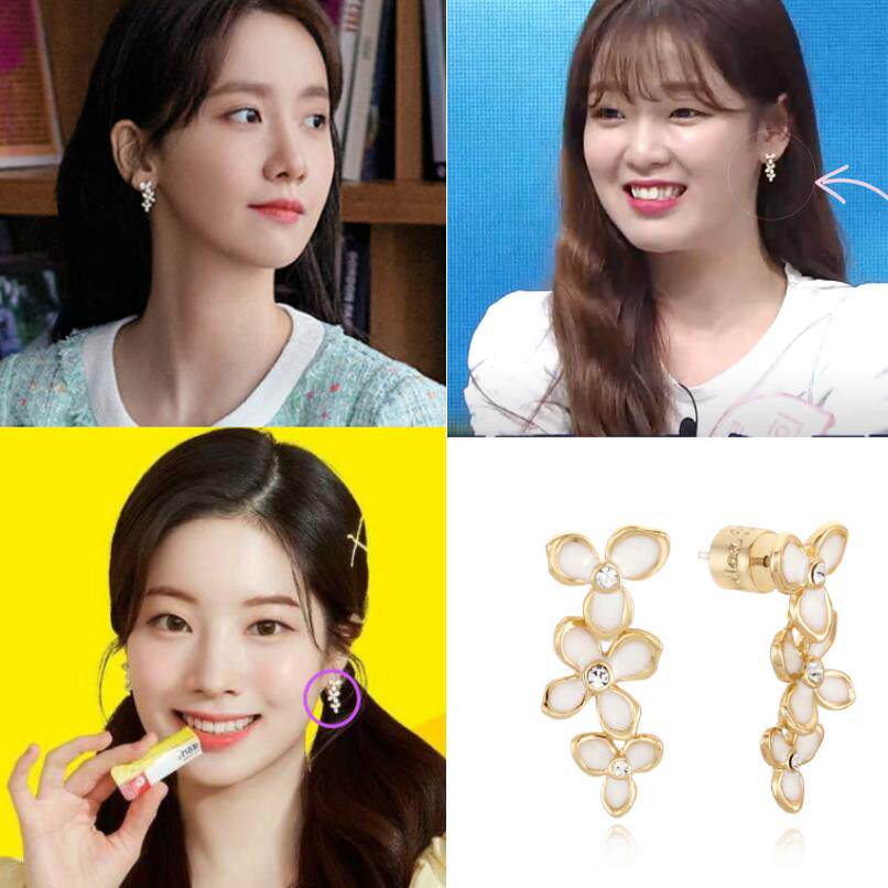 直邮~韩国正品代购 组合TWICE金多贤 玄胜熙 林允儿同款花朵耳环