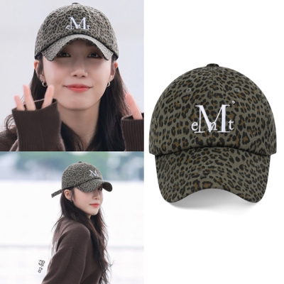 直邮~郑恩地同款 韩国代购MUCENT正品 字母豹纹鸭舌棒球帽 男女帽