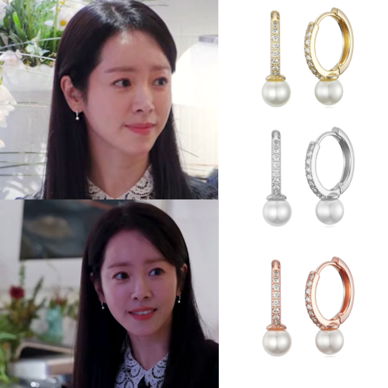 韩国正品代购 韩剧未婚男女的效率恋爱 韩志旼同款镶钻珍珠耳环