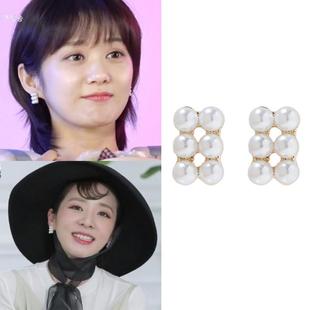 直邮~朴山多拉 张娜拉 平井桃同款韩版珍珠耳环 耳钉正品韩国代购
