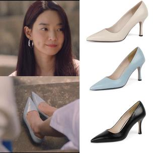 韩剧海岸村恰恰恰 申敏儿同款牛皮尖头高跟鞋 单鞋 正品韩国代购