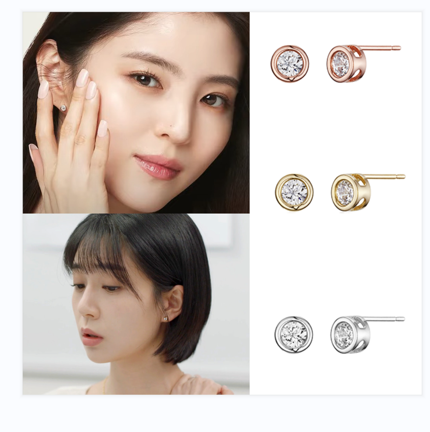 韩素希 白珍熙同款 韩国代购 haesool正品 小巧圆形镶钻耳钉 耳饰