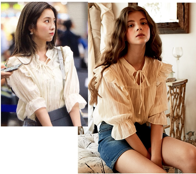 韩国代购正品 Red Velvet 裴珠泫Irene同款甜美轻薄系带衬衫 衬衣|ruв категории Женская одежда, рубашка - от Buy2taobao.com для оказания профессиональной услуги покупки агента Taobao