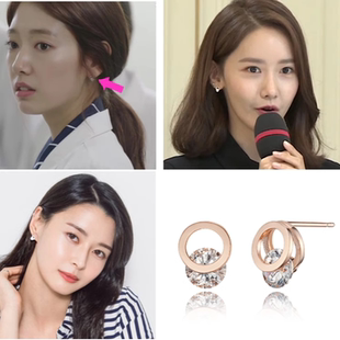 韩国代购 haesool 林允儿 权娜拉 朴信惠同款镶钻耳环 耳钉女