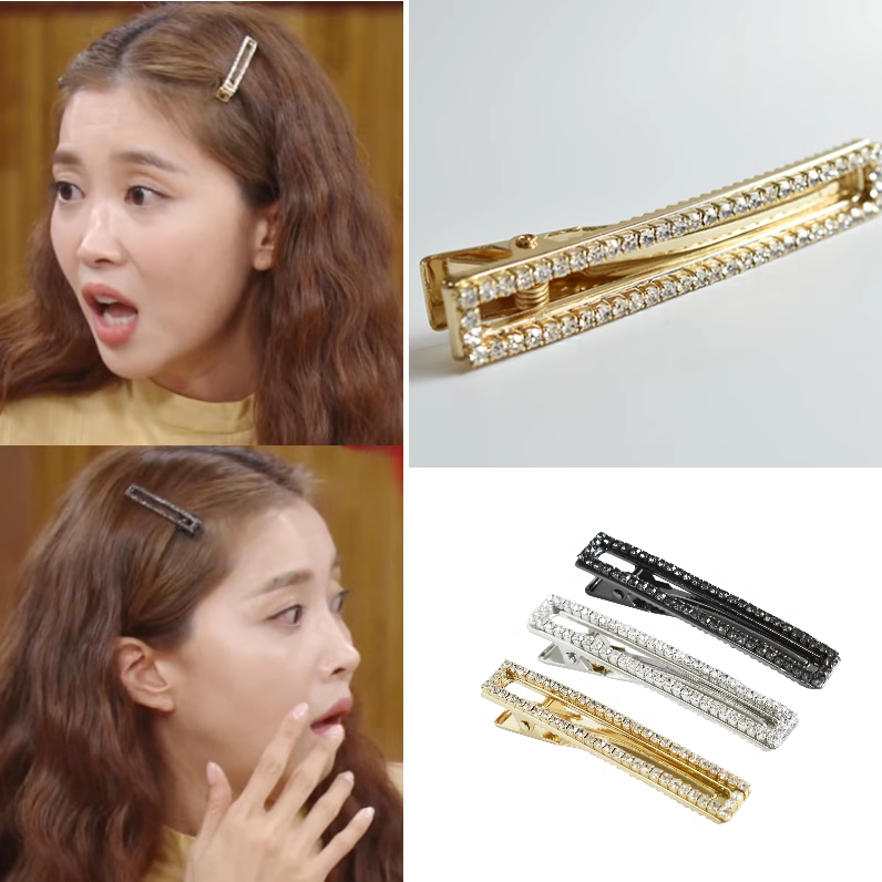 韩国镶钻一字发夹吴允儿同款