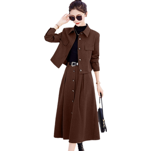 欧美时尚套装2025秋季新款短款外套半身裙干练减龄高档名媛两件套