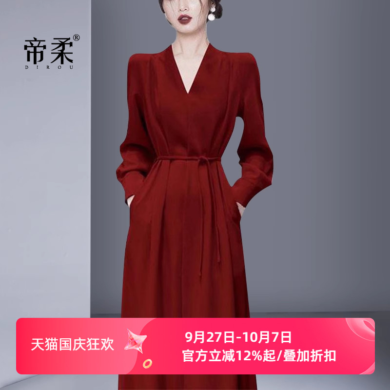轻奢高级感连衣裙复古中长裙法式