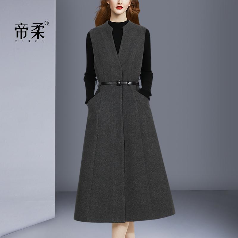 帝柔气质女装2025秋季新款修身显瘦背心裙打底连衣裙马甲裙中长款
