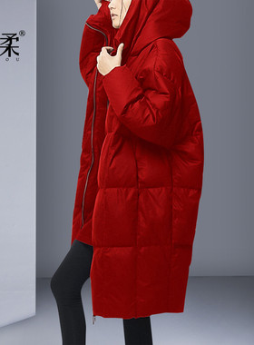 欧洲时尚羽绒服女中长款2025新款冬装气质宽松大码90绒保暖外套