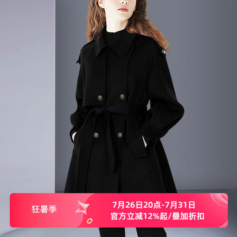 2025秋冬新款羊毛呢外套减龄中性酷帅复古风百搭显瘦呢大衣中长款