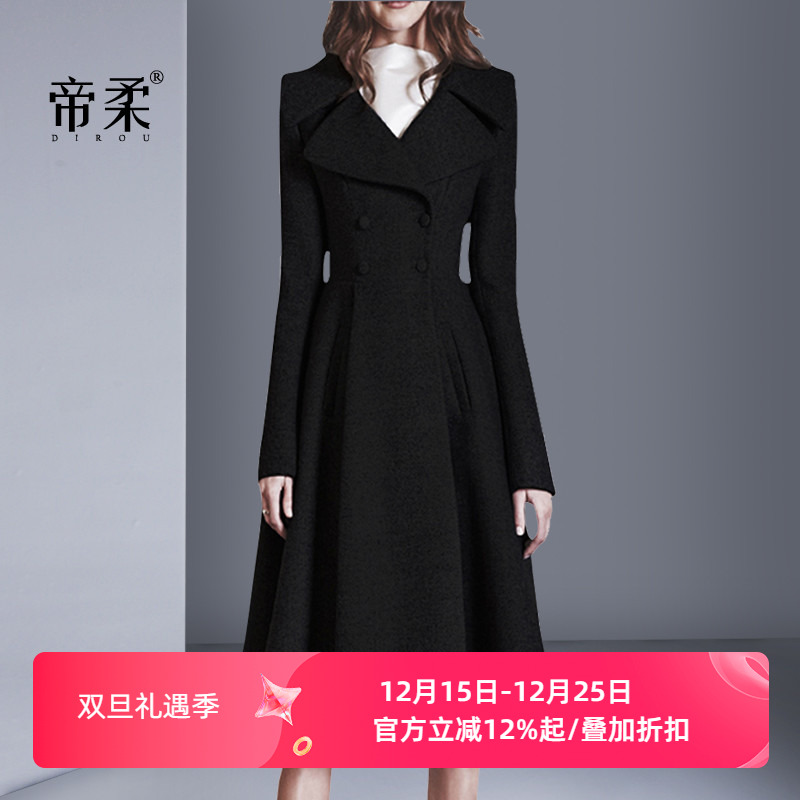 经典修身显瘦羊毛呢外套赫本大衣