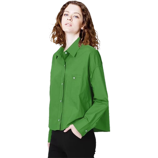 帝柔2026春夏秋新款绿色衬衫港风宽松小个子上衣简约休闲设计感女