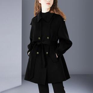 2025秋冬新款羊毛呢外套减龄中性酷帅复古风百搭显瘦呢大衣中长款