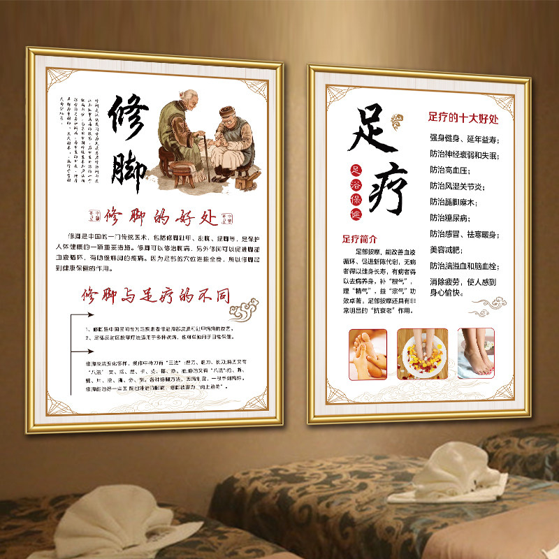 修脚店足浴海报装饰画养生宣传图贴纸足疗广告画足底按摩穴位挂图