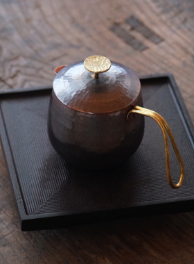 全手工纯铜咖啡分享杯 紫铜复古带盖小奶壶奶杯 红铜咖啡壶拉花缸