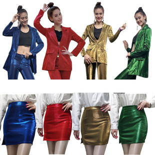 女团舞台打歌服主播歌手婚庆主持闪亮西服外套包臀短裙套装演出服