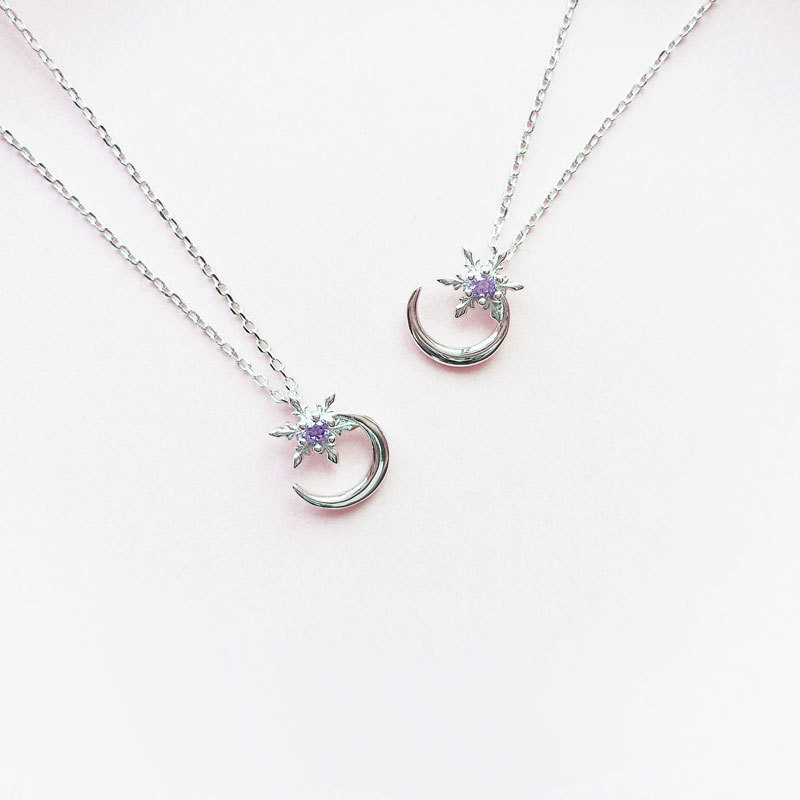 银日系项链心925纯银少雪花月亮宝石纯银樱UT合作款甜美魔卡少女|msdalam kategori Aksesori/Barang Kemas Fesyen, kalung - dari Buy2taobao.com untuk memberikan perkhidmatan ejen Taobao profesional membeli
