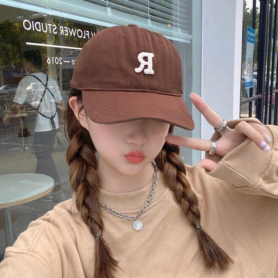 帽子假发女长发麻花辫一体式r标帽卷发新款百搭甜酷辣妹时尚修脸