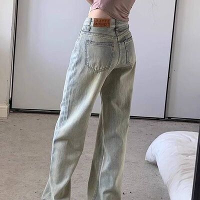 窄版直筒牛仔裤女2025夏季新款小个子高腰宽松显瘦垂感阔腿拖地裤