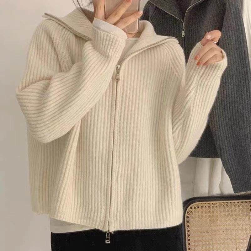 慵懒风开衫女针织上衣百搭秋冬小短外套
