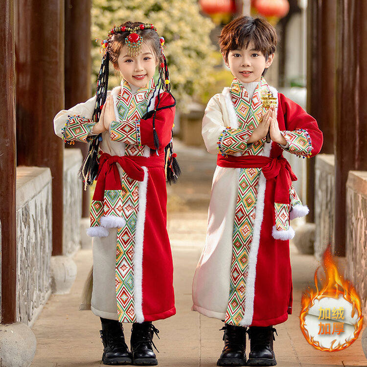 傣族异域风男女 童少数民族长袍秋冬加绒元旦表演服儿 童国风年服,女装/女士精品,民族服装/舞台装,淘宝优惠券,粉丝福利购,淘宝优惠卷