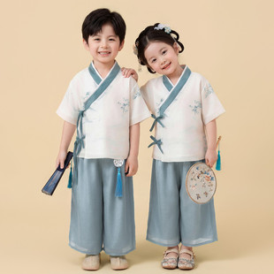 男女童幼儿园毕业照班服六一古典舞蹈表演服儿童姐弟兄妹日常汉服