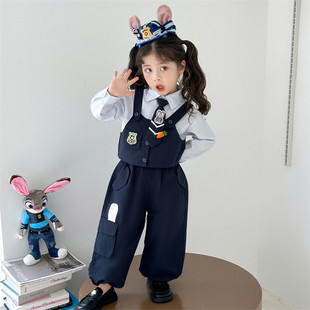 小女孩春秋新款朱迪警官马甲三件套儿童cos服2026女宝学院风穿搭