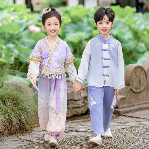 儿童云南傣族异域民族风情套装男女童兄妹姐弟亲子装幼儿园表演服