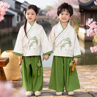 中国风唐装男女童姐弟兄妹汉服幼儿园毕业季班服诗词朗诵舞蹈演出