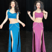 佐寒梦璐新款 2024肚皮舞练功服重工珠链舞蹈服东方舞初学者女